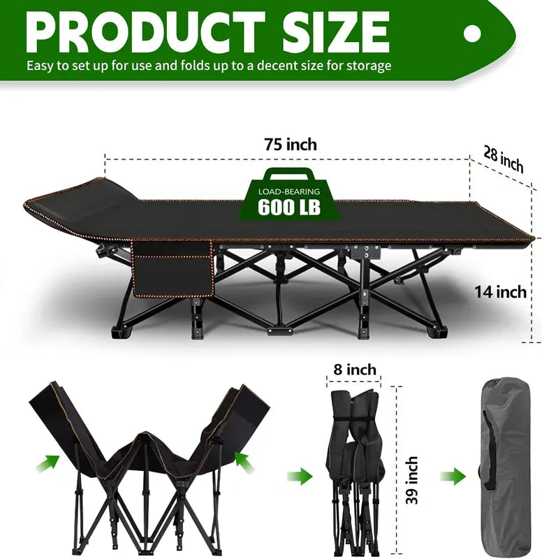 FOL ,DING CAMPING COT WITH REMOVEABLE PAD