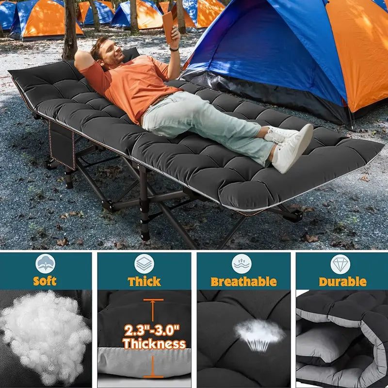 FOL ,DING CAMPING COT WITH REMOVEABLE PAD