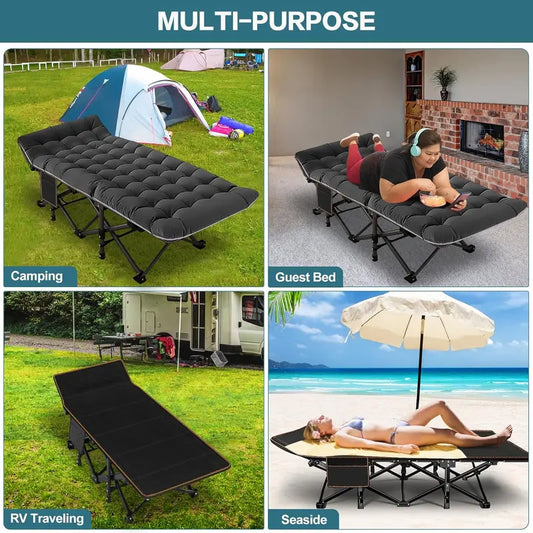 FOL ,DING CAMPING COT WITH REMOVEABLE PAD