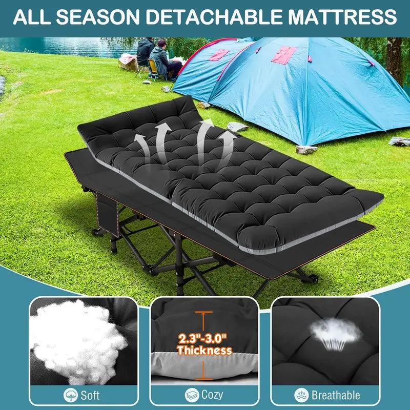 FOL ,DING CAMPING COT WITH REMOVEABLE PAD